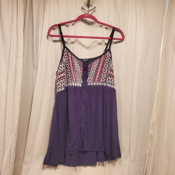Torrid Embroidered Button Front Tank Top - Picture 1 of 6